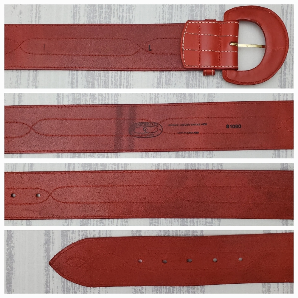 Charter Club Belt Genuine English Saddle Hide Leather in Red - Picture 9 of 13
